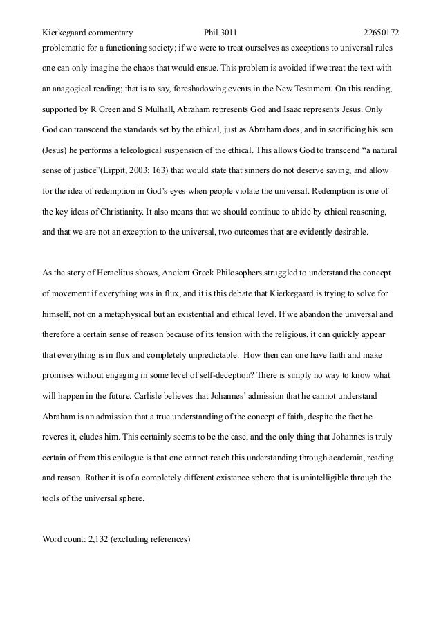Essay on fear and trembling