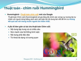 Thuật toán - chim ruồi Hummingbird
 Hummingbird - Thuật toán chim ruồi mới của Google
Thuật toán Chim ruồi (Hummingbird) ...