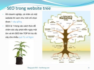SEO trong website tree
• Khi doanh nghiệp, cá nhân có một
website thì xem như mới chỉ chọn
được 1 cây giống
• SEO là 1 tro...