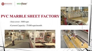 PVC MARBLE SHEET FACTORY
-Area cover : 5000 sqm
-Current Capacity : 75.000 sqm/month
 
