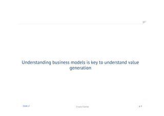 Understanding business models is key to understand value
generation
30.09.17 Frank Kienle p. 3
 