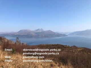 23
Shelley Kierstead, Paul Maharg | CC BY-NC-ND 2.5 CANADA
Email: skierstead@osgoode.yorku.ca
pmaharg@osgoode.yorku.ca
Web: paulmaharg.com
Slides: paulmaharg.com/slides
 
