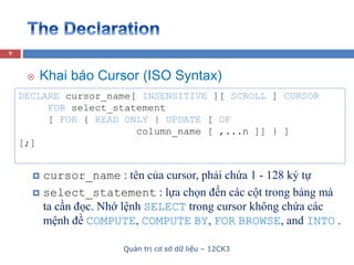 SQL Cursor - kiểu dữ liệu Cursor (Kiểu dữ liệu con trỏ) | PDF