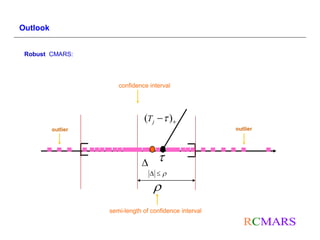 Outlook


 Robust CMARS:




                       confidence interval




                                (T j  )

      ... ...................... .
          outlier


                  ...               
                                                         outlier




                                    

                                    
                    semi-length of confidence interval

                                                            RCMARS
 