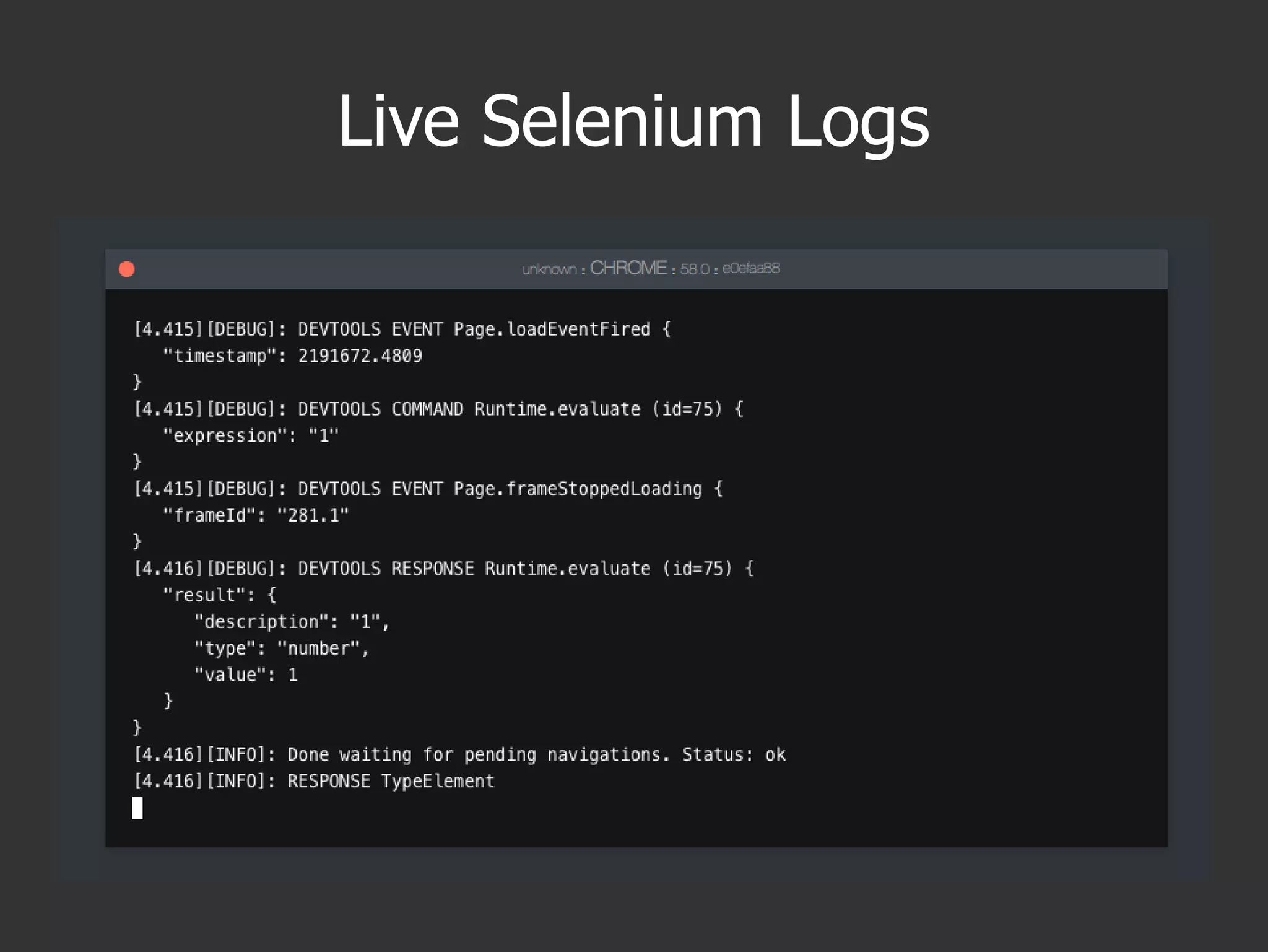 Live Selenium Logs
 