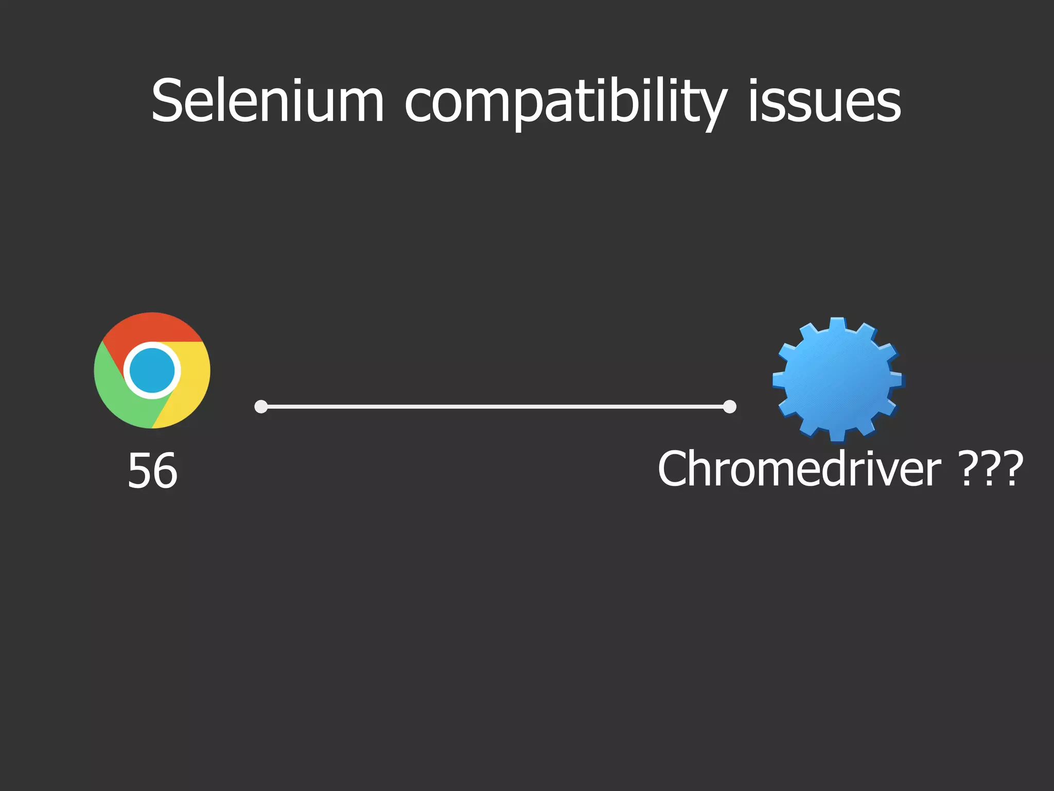 Selenium compatibility issues
Chromedriver ???56
 