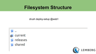 Filesystem Structure 
drush deploy-setup @web1 
 