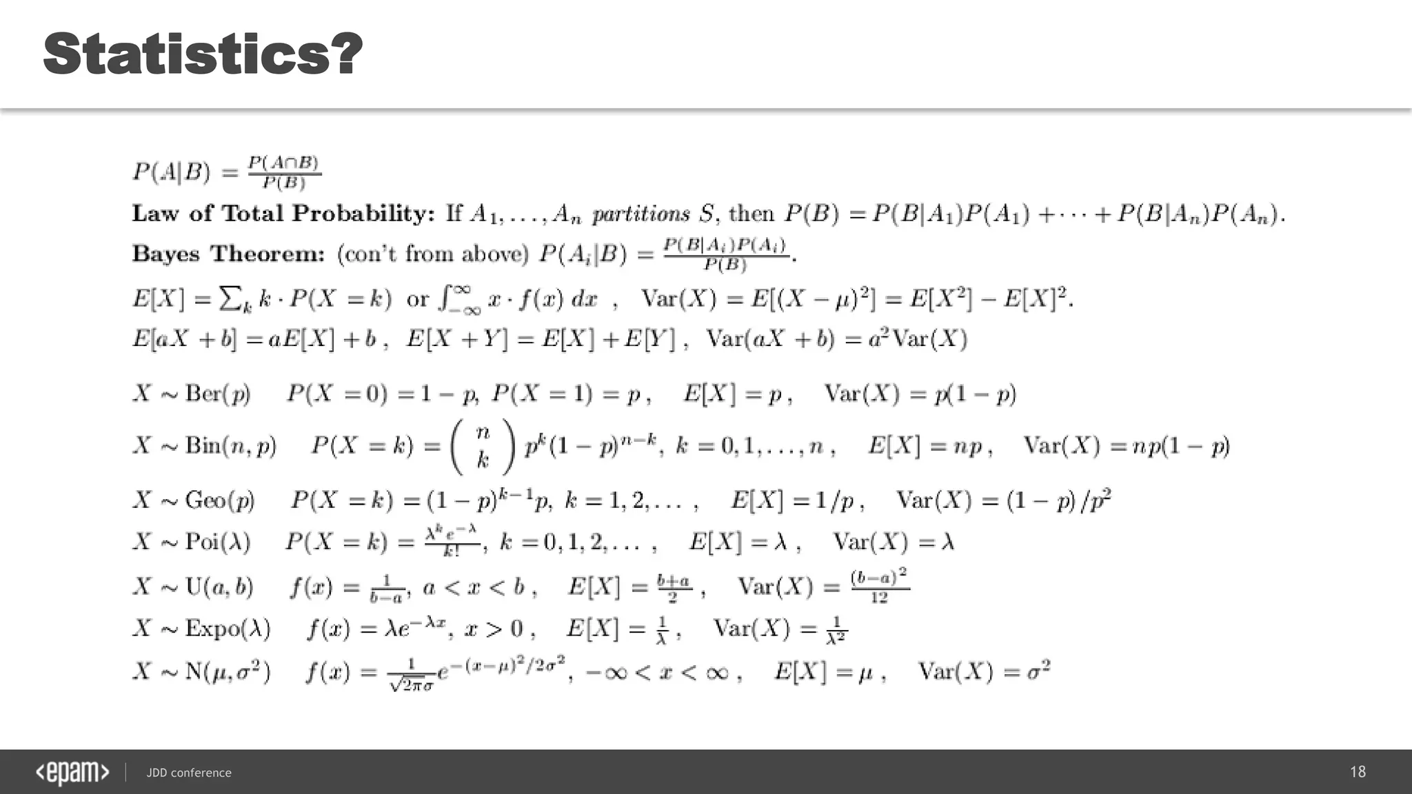 18JDD conference
Statistics?
 