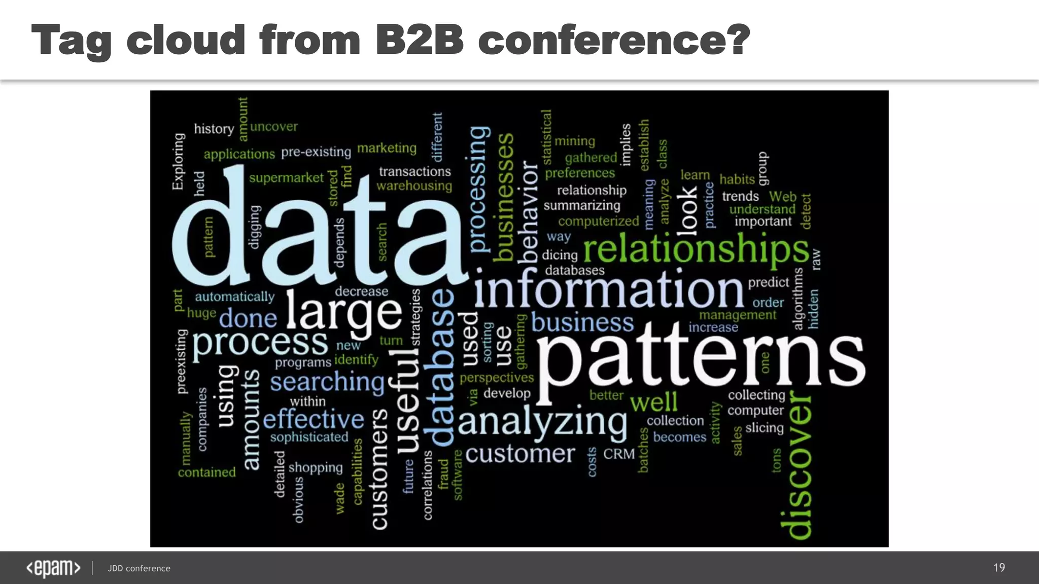19JDD conference
Tag cloud from B2B conference?
 