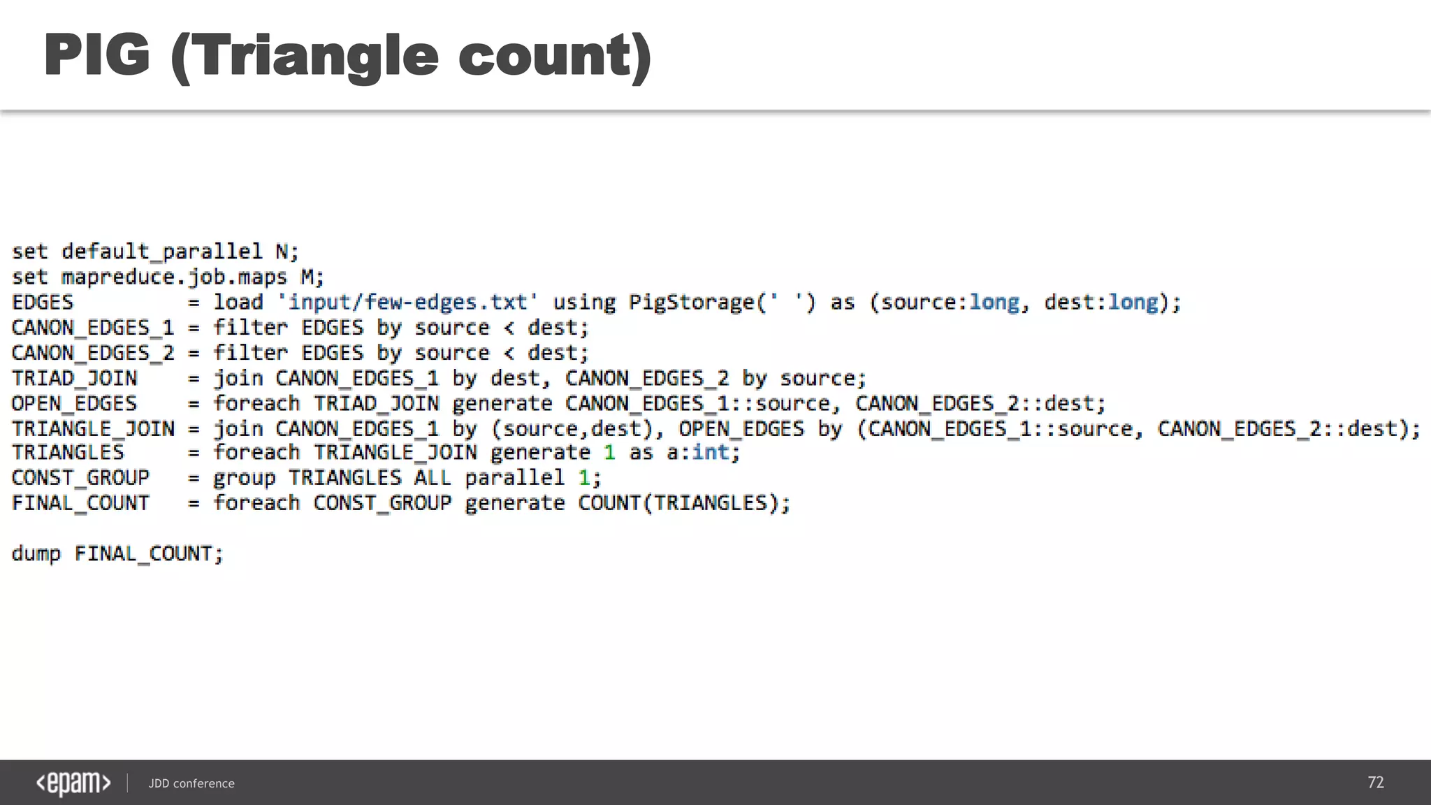 72JDD conference
PIG (Triangle count)
 