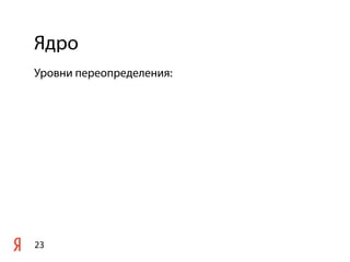 Ядро
23
Уровни переопределения:
 