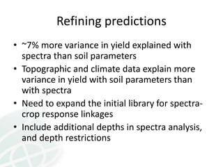 Predicting crop yield and response to Nutrients from soil spectra at WCSS 2014 Kihara et al. 