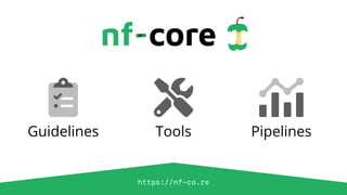 https://nf-co.re
Guidelines Tools Pipelines
 