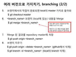 생활 코딩의 git 강좌
https://www.youtube.com/watch?v=XUEuYq64HKI&list=PLuHgQVnccGMCB06JE7zFIAOJtdcZBVrap
https://opentutorials.org/course/1492
 