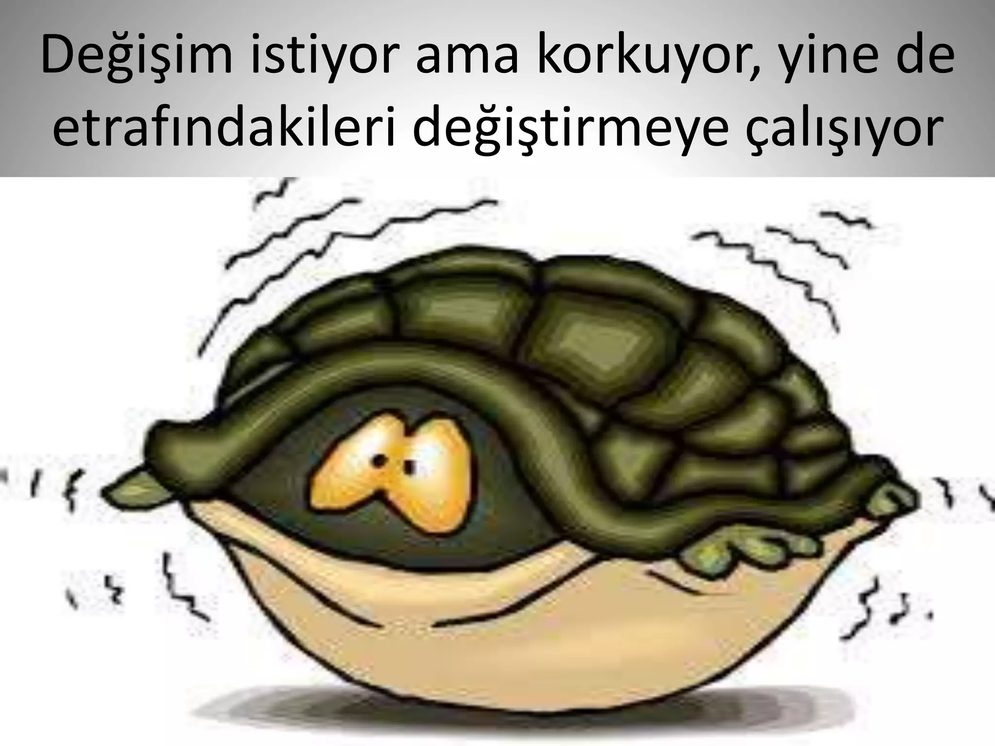 Değişim istiyor ama korkuyor, yine de
etrafındakileri değiştirmeye çalışıyor
26
 