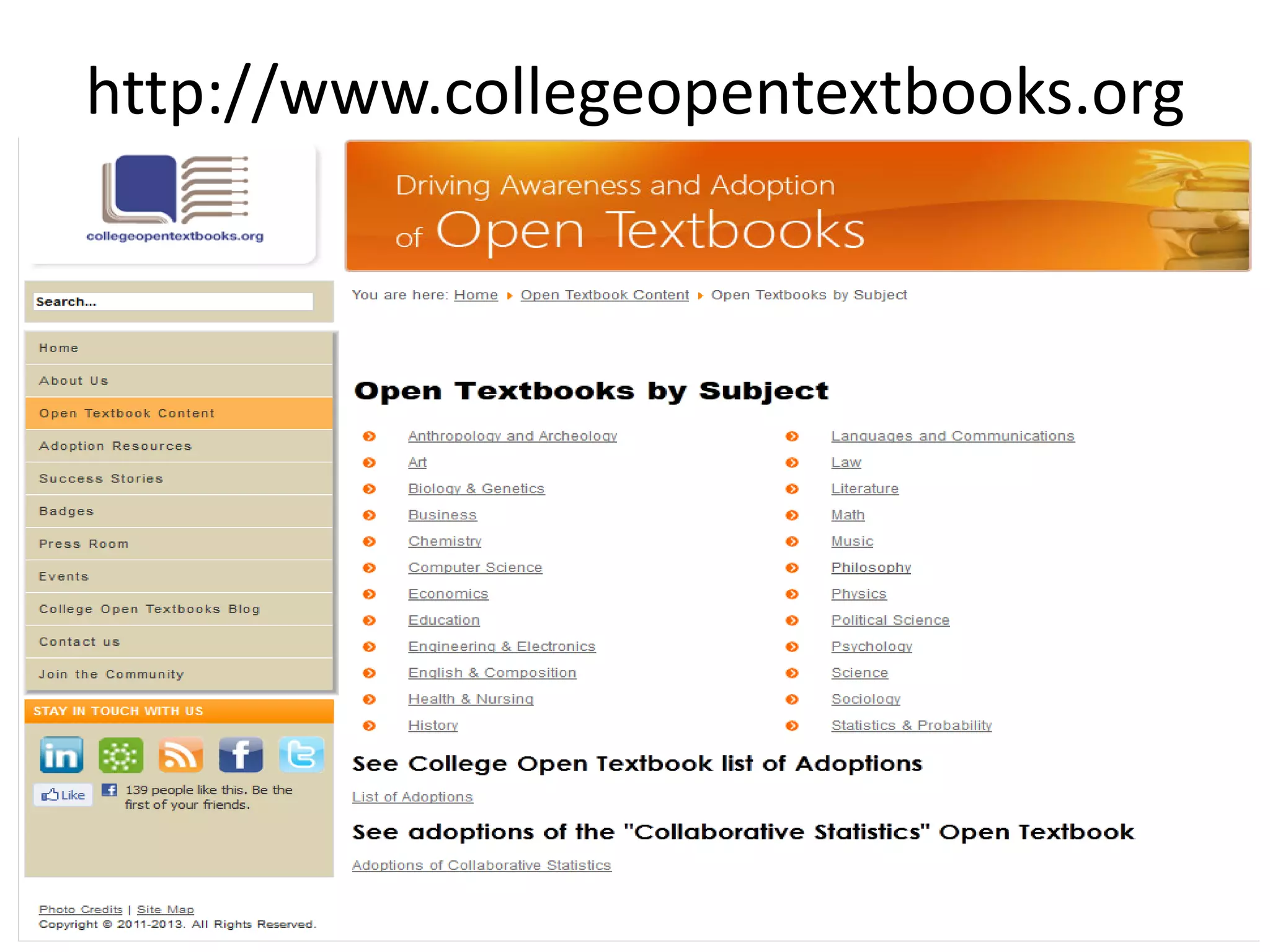 http://www.collegeopentextbooks.org
 