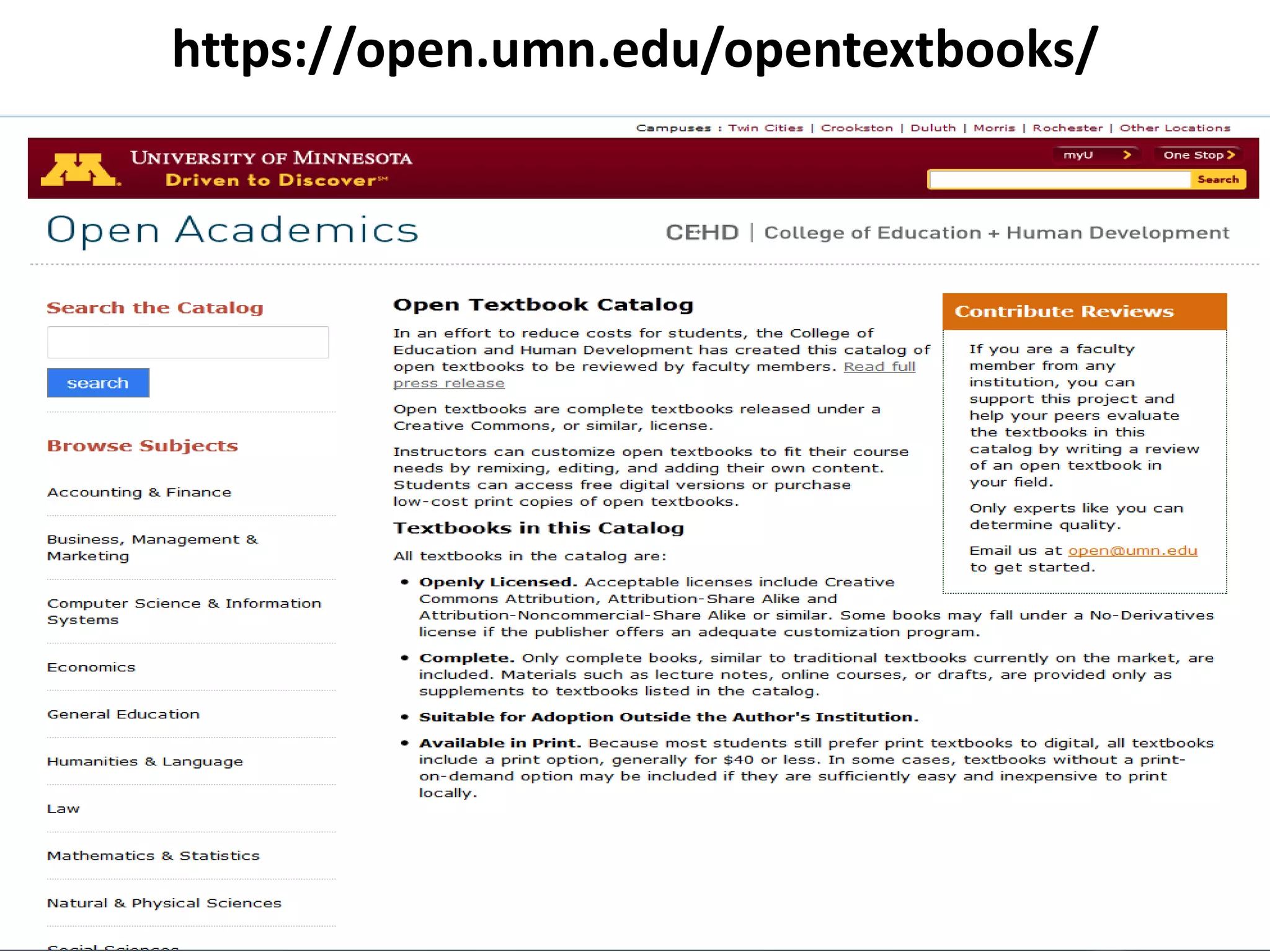 https://open.umn.edu/opentextbooks/
 