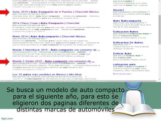 Se busca un modelo de auto compacto 
para el siguiente año, para esto se 
eligieron dos paginas diferentes de 
distintas marcas de automóviles 
 