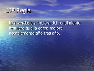 10º Regla Una verdadera mejora del rendimiento requiere que la carga mejore notablemente año tras año. 