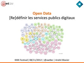 Open Data
[Re]définir les services publics digitaux




   KIKK Festival| 08/11/2012 | @awtbe | André Blavier
 