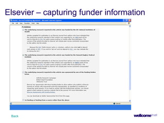 Elsevier – capturing funder information
Back
 