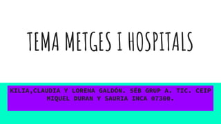 TEMA METGES I HOSPITALS
KILIA,CLAUDIA Y LORENA GALDÓN. 5ÉB GRUP A. TIC. CEIP
MIQUEL DURAN Y SAURIA INCA 07300.