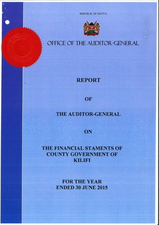Kilifi County Audit Report 2014/15
