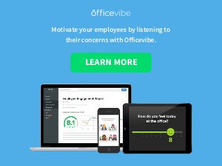 LEARN MORE
Motivate your employees by listening to
their concerns with Oﬀicevibe.
 