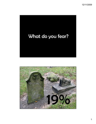 12/11/2009




What do you fear?




       19%
         %
                            1
 