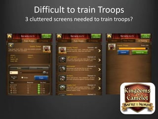 Difficult to train Troops
3 cluttered screens needed to train troops?
 