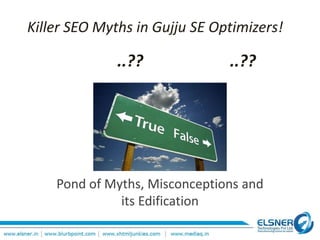 Killer SEO Myths in Gujju SE Optimizers!
Pond of Myths, Misconceptions and
its Edification
..?? ..??
 