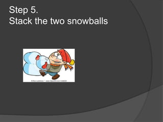 Step 5.
Stack the two snowballs
 