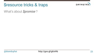 @doanduyhai http://goo.gl/gKxIHb
$resource tricks & traps!
23
What’s about $promise ?
 