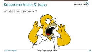 @doanduyhai http://goo.gl/gKxIHb
$resource tricks & traps!
24
What’s about $promise ?
 
