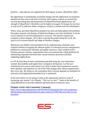 SharePoint & BPM: Kill The Things That Kill Productivity | PDF