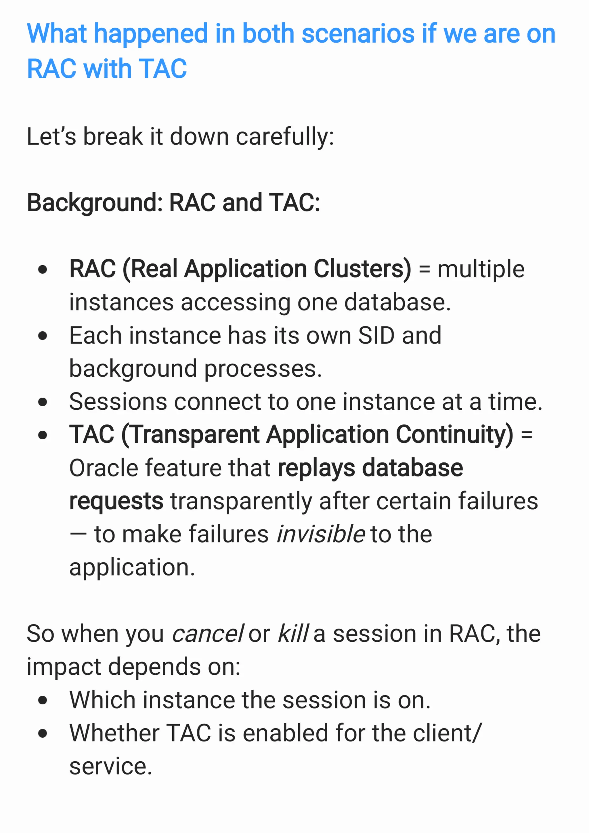 Kill a Session Vs. Cancel a SQL in Oracle Database