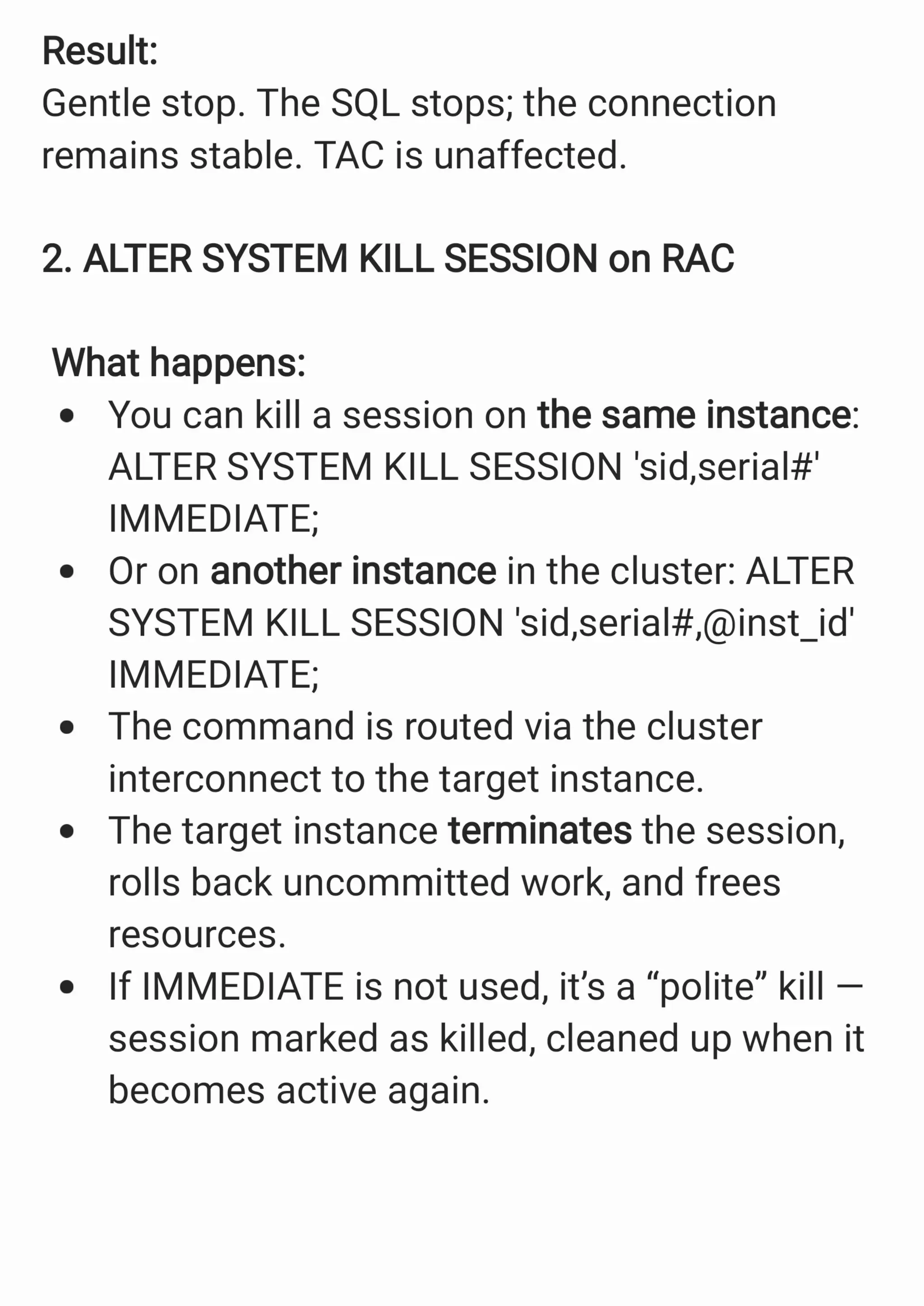 Kill a Session Vs. Cancel a SQL in Oracle Database
