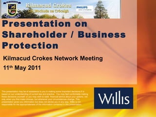 Presentation on Shareholder / Business Protection Kilmacud Crokes Network Meeting  11 th  May 2011   