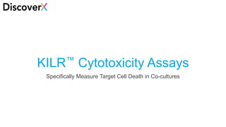 11
KILR™ Cytotoxicity Assays
Specifically Measure Target Cell Death in Co-cultures
 
