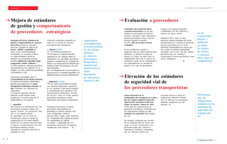 PERSONAS PLANETA PRODUCTOS Informe de Sostenibilidad 2013 
Mejora de estándares 
de gestión y comportamiento 
Evaluación a proveedores 
in-house, las exigencias laborales 
y ambientales son más rigurosas y 
sujetas a un mayor control. de proveedores estratégicos en las 
realizamos una evaluación anual 
a nuestros proveedores, en las que 
medimos su desempeño en diversos 
criterios y llevamos a cabo auditorlas a 
nuestros proveedores crlticos para los 
diversos sistemas de gestión. 
En 2013, 186 proveedores fueron 
evaluados. 
evaluaciones 
anuales y 
auditorías 
se indica 
los puntos 
de mejora 
y colocaun 
plazo para su 
cumplimiento. 
Durante el 2013, como en años 
anteriores, nuestra estrategia fue revisar 
periódicamente los sistemas de gestión de 
nuestros proveedores con el fin de 
identificar oportunidades de mejora que 
nos ayuden a establecer mutuamente 
estrategias “win to win”. De esta manera 
generamos lazos de confianza, 
considerando a nuestros proveedores como 
socios estratégicos. 
organizamos 
actividades para 
el reconocimiento 
de las buenas 
prácticas 
de nuestros 
proveedores, 
destacando a 
aquellos que 
mantuvieron el 
mejor 
desempeño 
de indicadores 
durante el año. 
buscamos eleVar los estándares de 
gestión y comportamiento de nuestros 
proveedores. Desde su selección, 
estos son evaluados en aspectos de 
precio, calidad y seguridad, asl 
como el que estén formalmente 
constituidos y se muestren al dla en 
sus pagos tributarios. Desde un 
principio, los proveedores conocen 
nuestras políticas de seguridad, salud 
ocupacional y medio ambiente y 
el 100% cuenta con cláusulas que cubren 
estos aspectos en sus contratos. De no 
cumplir con ellas, aplican las penalidades 
contempladas en éste. 
Asimismo, realizamos campañas de 
salud en los locales de nuestros 
proveedores más estratégicos. 
›› laboral G4-la15 
151 de nuestros proveedores (el 
24%) cuentan con cláusulas laborales 
específicas en sus contratos,dado a la 
naturaleza de sus actividades, que buscan 
asegurar el cumplimiento de la legislación 
laboral y las buenas prácticas laborales que 
Kimberly-Clark Peru promueve. Por otro 
lado, permitimos 
que los trabajadores de los proveedores in-house 
gocen de un ambiente agradable y de 
igualdad respecto a nuestros colaboradores. 
En las evaluaciones anuales y 
auditorlas, tanto en materia laboral como 
ambiental, se indican los puntos de 
mejora y se coloca un plazo para su 
cumplimiento. Para ello, se realiza un 
monitoreo a cargo de los compradores o 
los responsables de los sistemas de 
gestión. En el caso de proveedores 
Elevación de los estándares 
de seguridad vial de 
los proveedores transportistas 
Organizamos actividades para el 
reconocimiento de las buenas prácticas 
de nuestros proveedores, destacando a 
aquellos que mantuvieron el mejor 
desempeño de indicadores durante el 
año. Asimismo, nos enfocamos en 
capacitarlos 
en temas de seguridad, laboral y 
ambiente, siendo tomados como 
ejemplo por el resto de países de la 
región andina en este aspecto. 
›› ambiental G4-en33 
19% de nuestros proveedores cuentan 
con cláusulas ambientales específicas 
en sus contratos. Estas buscan asegurar 
el cumplimiento de la normativa y las 
buenas prácticas ambientales. Al inicio 
del servicio y una vez al año nuestros 
proveedores estratégicos reciben 
inducciones sobre aspectos ambientales. 
Verificamos 
que los 
transportistas 
cumplan con los 
estándares de 
seguridad vial 
exigidos por 
ley. 
somos conscientes de la 
problemática del transporte en el país y 
que los riesgos e impactos sobre este 
aspecto están presentes en diversas 
etapas de nuestra cadena de valor. 
Como parte de nuestro proceso de 
gestión de proveedores, verificamos que 
los transportistas cumplan con los 
estándares de seguridad vial exigidos 
por ley. 
revisiones técnicas, a través de 
evaluaciones aleatorias. Durante 
2013, el 100% de los proveedores 
auditados cumplieron con este 
›› seguridad requisito. 
Para nosotros es fundamental que los 
Colocamos restricciones a nuestros 
proveedores asimilen y hagan suya 
proveedores sobre productos no 
nuestra “Kultura” de prevención. Para 
permitidos en nuestros insumos, tales 
ello, se les imparte charlas 
como refrigerantes, qulmicos 
de seguridad, y se les toma un 
agresivos para el agua, ácido muriático, 
examen para conocer el grado de 
etc., bloqueando todo aquello que pueda 
comprensión de los temas tratados, 
ser contaminante de ingresar 
siendo esto un requisito necesario para 
a la planta, y asegurando que los 
el ingreso a nuestras plantas. Con ello 
proveedores conozcan de los impactos 
procuramos mantener nuestro 
causados por estos insumos. 
indicador de accidentes dentro de la 
compañla en cero. 
Por ejemplo, realizamos una revisión 
de los camiones antes de iniciar una 
carga, en la que involucramos a los 
proveedores para que valoren su 
importancia. Asimismo, controlamos 
que los vehlculos cuenten con 
46 47 
 