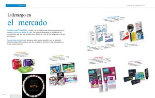 PERSONAS PLANETA PRODUCTOS Informe de Sostenibilidad 2013 
jabone 
Tenemos dispensadores, 
x, 
ace: tenemos equiposde 
za 
limpie 
Liderazgo en 
el mercado 
estamos comPrometidos a brindar a la sociedad peruana productos premium que le 
ayuden a mejorar su calidad de vida. Este esfuerzo permanente es valorado por los 
consumidores, que nos han colocado como llderes en varias de las categorlas en las que 
participamos. 
La innovación constante está presente en todo nuestro portafolio y nos ha permitido 
presentar atributos diferenciadores que han modelado el mercado en cada subcategorla en 
la que estamos presentes. 
duranTe el 2013, 
obtuVimos un 
Volume share de 
61% 
en nuesTra línea de 
cuidado inFantil. 
74 75 
 