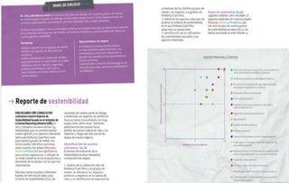 LA Informe de Sostenibilidad 2013 
ORGANIZACIÓN 
e intereses de los distintos grupos de 
interés con respecto a la gestión de 
Kimberly-Clark Peru. 
2. Definición de aspectos materiales de 
acuerdo al contexto de sostenibilidad en el 
que Kimberly-Clark Peru desarrolla sus 
operaciones. 
3. Identificación de los indicadores de 
sostenibilidad asociados a los aspectos 
materiales. 
aspectos materiales G4-19 
Logramos obtener como resultado 17 
aspectos materiales en nuestros pilares 
personas, planeta y productos, que 
han sido los ejes de nuestra gestión de 
sostenibilidad durante 2013 y los hemos 
priorizado en este informe. 
aspectos materiales y cobertura 
10 Mejora de estándares de gestión y comportamiento 
de los proveedores estratégicos (externo) 
Auditorla a proveedores estratégicos (externo) 
Elevación de estándares de seguridad vial de los 
proveedores transportistas (externo) 
Desarrollo profesional (interno) 
Reporte de sostenibilidad Clima laboral (interno) 
5 Promoción de buenas relaciones entre jefe y 
subordinado (interno) 
Por seGundo añoconsecutiVo 
realizamos nuestro reporte de 
sostenibilidad basado en el estándar de la 
Global reporting initiative (Gri). En 
2013 utilizamos la nueva versión G4, 
metodologla que nos permite analizar 
nuestra gestión y los aspectos relevantes tanto 
para Kimberly-Clark Peru como 
para nuestros grupos de interés. Asl, hemos 
podido identificar qué temas sobre nuestros 
tres pilares (personas, planeta y productos) 
son significativos para nuestra organización, 
o influyen de un modo sustancial en las 
evaluaciones y decisiones de los grupos con 
los que nos relacionamos. 
resultados de nuestro panel de diálogo 
y entrevistas con expertos de opinión en 
diversos temas (consumidores, reciclaje, 
supply chain, entre otros). Asimismo, parte 
esencial del proceso fue el 
análisis de nuestra cadena de valor y los 
impactos y riesgos de cada una de las 
etapas de nuestro negocio. 
Seguridad y salud laboral (interno) 
Agua (externo) 
Cambio climático (externo) 
Residuos (externo) 
Generación de alianzas con los clientes (externo) 
Liderazgo en el mercado a través de productos de 
0 5 
relevancia para la empresa 
10 
identificación de asuntos 
relevantes G4-18 
El proceso de evaluación de la 
materialidad (asuntos relevantes) , 
comprendió tres etapas: 
alta calidad (externo) 
Responsabilidad extendida sobre la disposición del 
producto por parte del consumidor final (externo) 
Fuerza de ventas (interno) 
1. Análisis de la cadena de valor de 
Kimberly-Clark Peru y los grupos de 
interés: se definieron los impactos 
positivos y negativos en la cadena de valor, 
y se identificaron las expectativas 
Uso fibra virgen y secundaria (externo) 
Para ello, hemos acudido a diferentes Formalización de la cadena de reciclaje (externo) 
fuentes de información tales como 
la Visión de Sostenibilidad 2015, los 
Generación de ciudadanla ambiental en el ámbito 
empresarial (externo) 
24 25 
relevancia para los grupos de interés 
 
