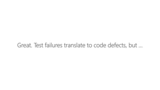 Great. Test failures translate to code defects, but …
 