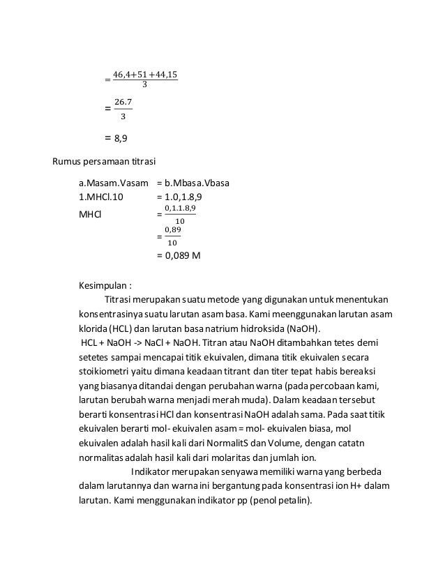Laporan Praktikum Titrasi asam basa