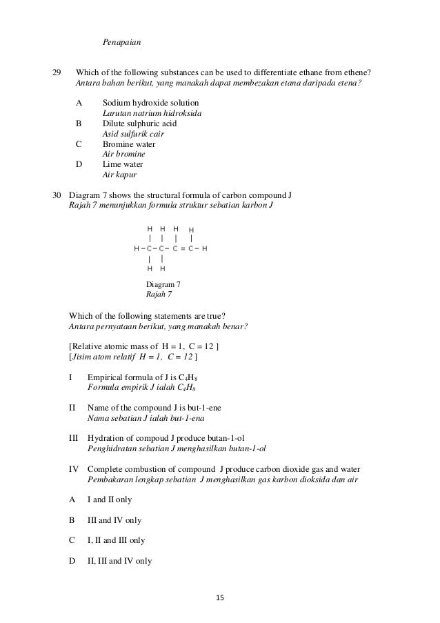 Kimia kertas 1 trial spm 2013