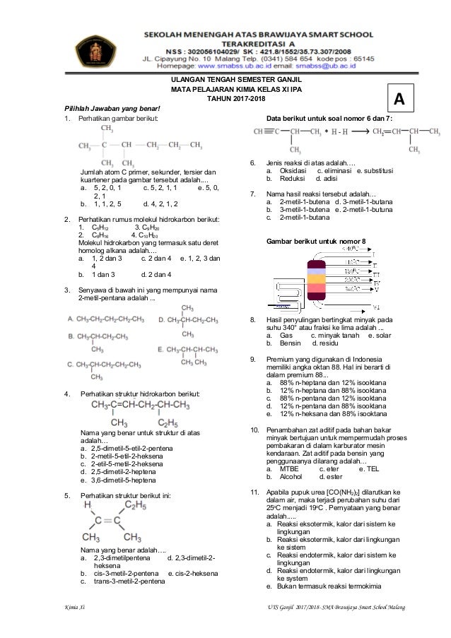 100 Soal Dan Jawaban Kimia Kls 11