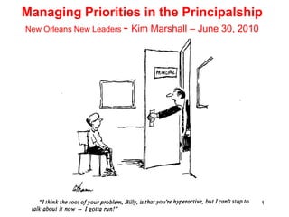 1<br />Managing Priorities in the PrincipalshipNew Orleans New Leaders - Kim Marshall – June 30, 2010<br />