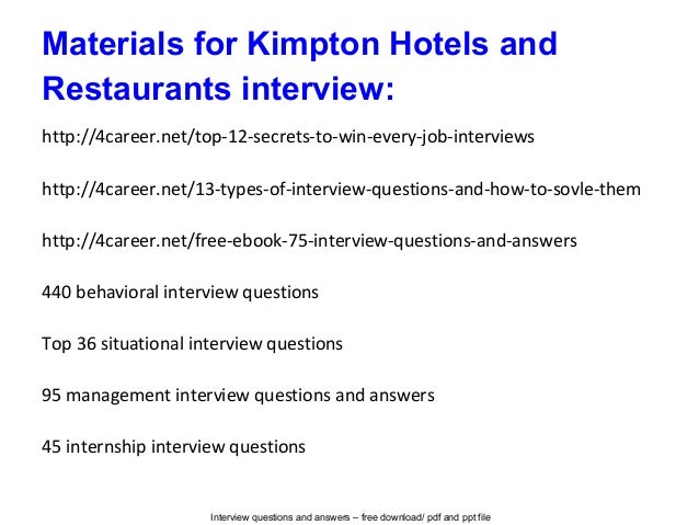 interview for hotel job questions and answers