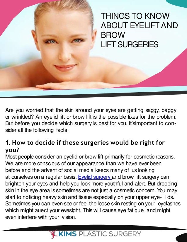 Things to know about Eye Lift and brow lift surgeries