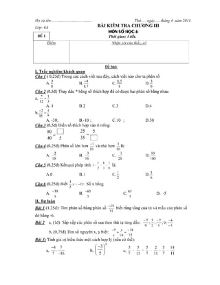 Kiểm tra 45 ph toán 6chuong 3